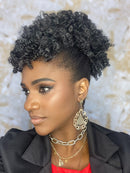 Puf sintético Afro cor01/10% de fio grisalho Aplique de cabelo