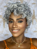 Wig grisalha cachos
