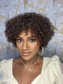 Wig Lorena - Afro Curto em Cabelo Humano (Cor 4) Beleza negra cabelo cacheado