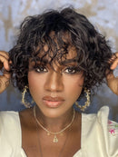 Peruca wig Flora cabelo humano cor 1 20cm cabelo ondulado