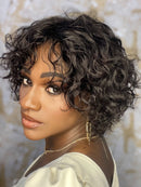 Peruca wig Flora cabelo humano cor 1 20cm cabelo ondulado