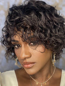Peruca wig Flora cabelo humano cor 1 20cm cabelo ondulado