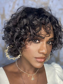 Peruca wig Flora cabelo humano cor 1 20cm cabelo ondulado