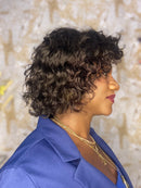 Peruca Flora de cabelo humano cor 1 20cm cabelo ondulado