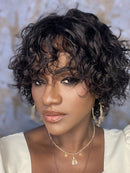 Peruca wig Flora cabelo humano cor 1 20cm cabelo ondulado