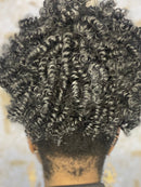 Puf sintético Afro cor01/10% de fio grisalho Aplique de cabelo