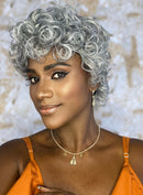 Wig grisalha cachos