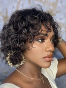 Peruca wig Flora cabelo humano cor 1 20cm cabelo ondulado