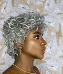 Wig grisalha cachos