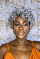 Wig grisalha cachos